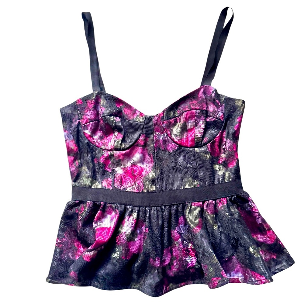 Pearl by Georgina Chapman Marchesa Floral Lace Flare Corset Top Size 2